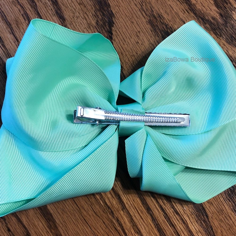 Mint 8" Boutique Bow -kids- (2) 5B2322 Handmade NWT Boutique - Picture 2 of 2